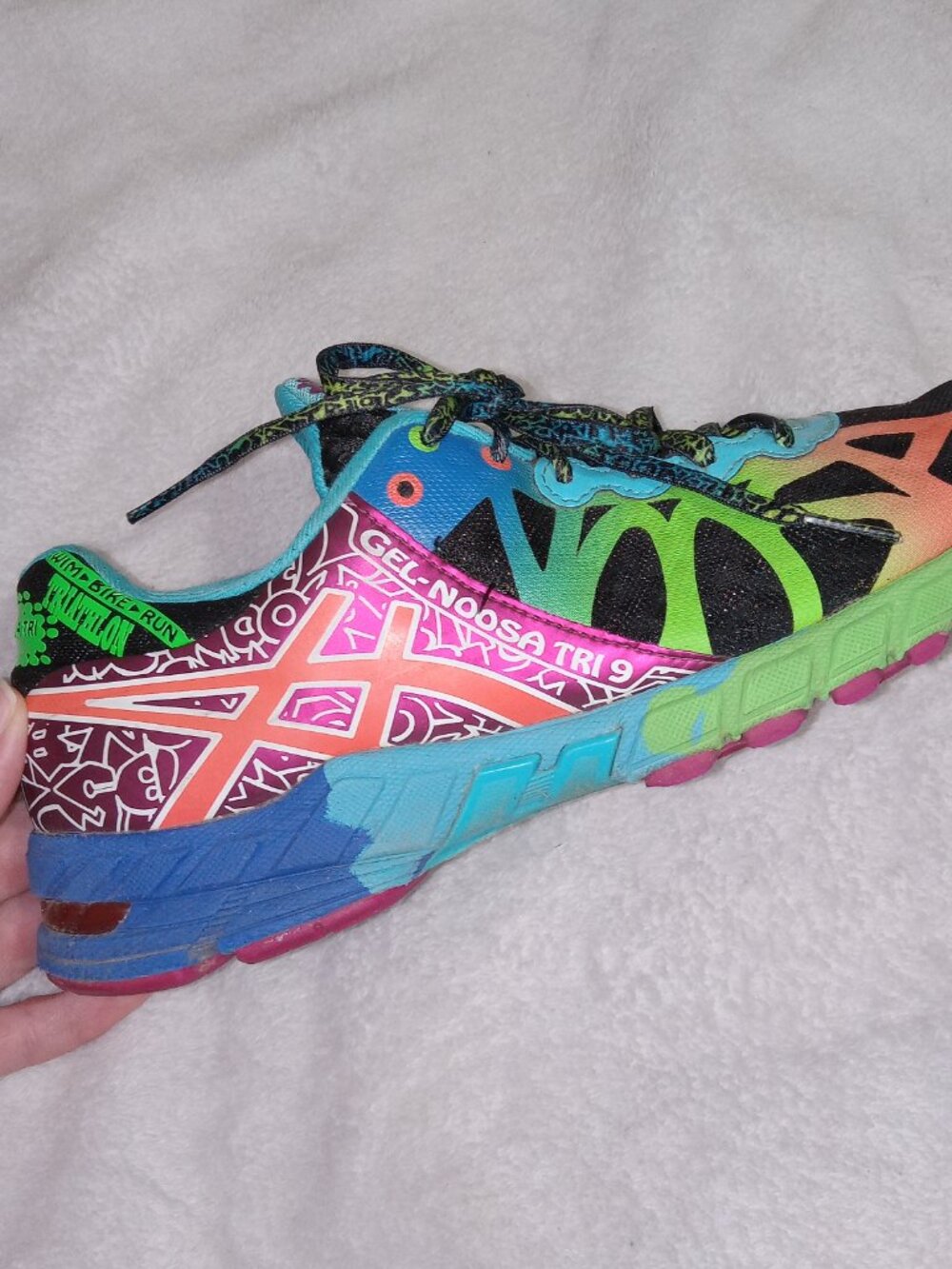 Womens ASICS Gel-Noosa Tri 9 Running Shoes Size 9 Triathlon Black Blue T458N - Picture 4 of 16
